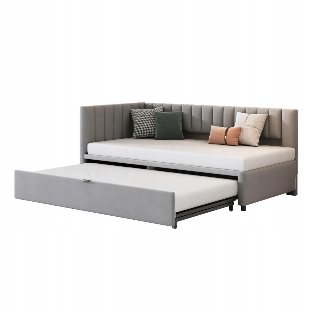 Divano a L - Xylo - 90/180x200 - Grigio - Senza materasso