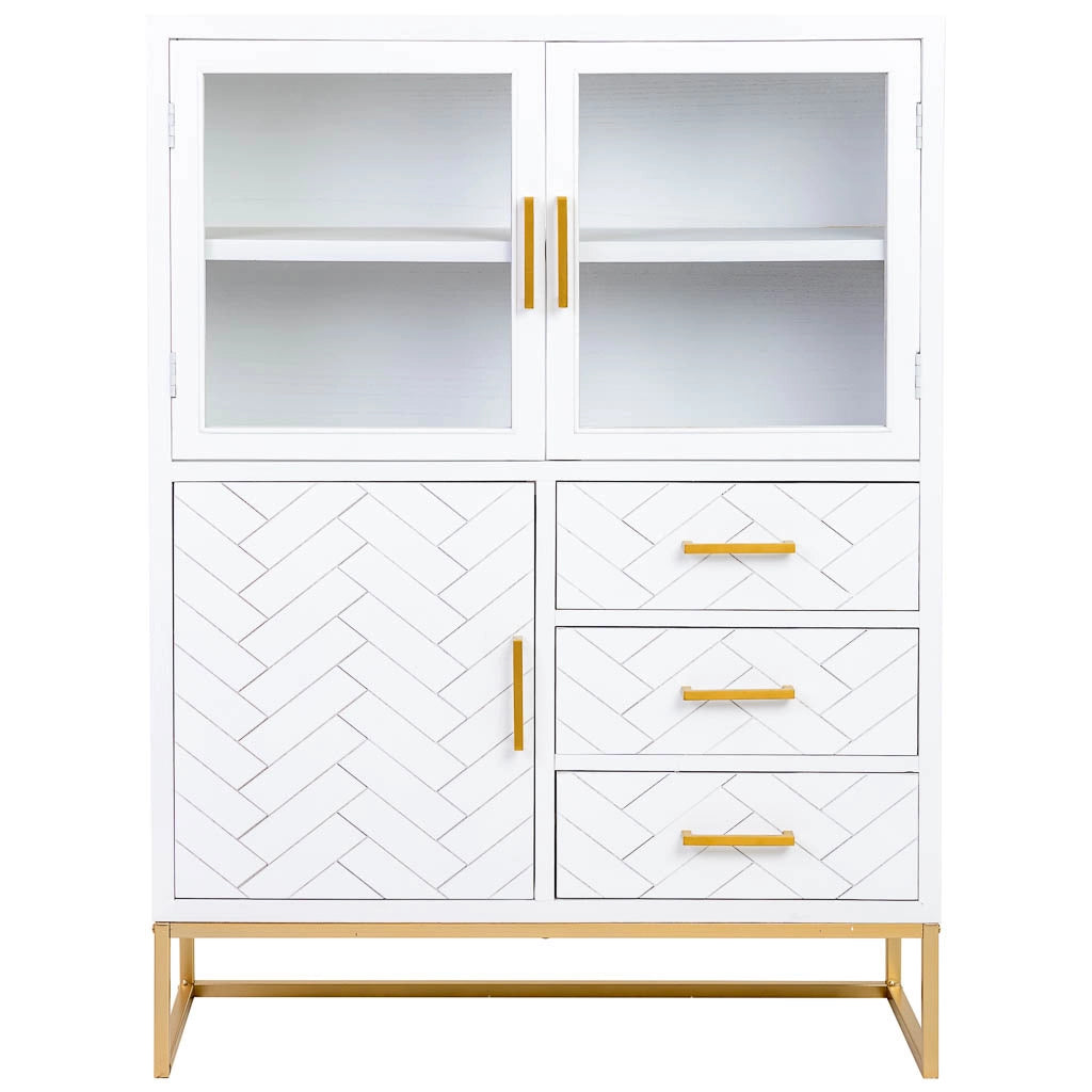 Vetrina con 3 ante e 3 cassetti, legno, 100x40x135h cm