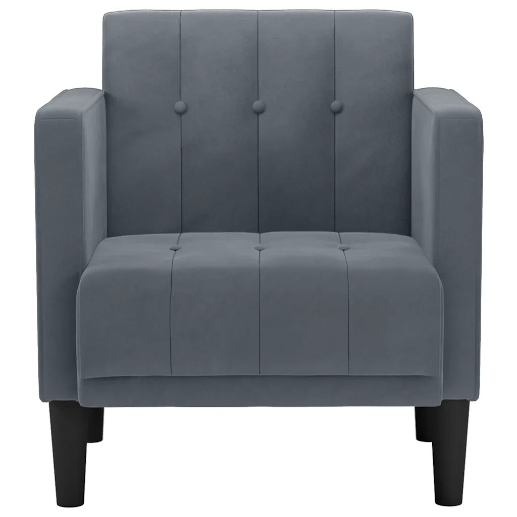 Divano Sedia con Braccioli Grigio Scuro 53 cm in Velluto
