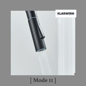 JANA | Rubinetto da cucina estraibile Premium in acciaio inox nero opaco miscelatore arco alto |gastronomia alta pressione ruotabile a 360° 2 attacchi