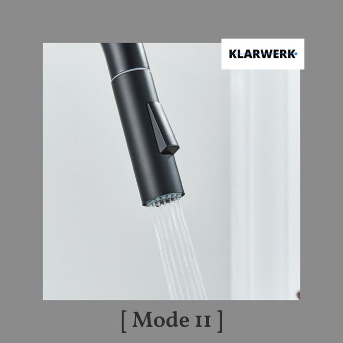 JANA | Rubinetto da cucina estraibile Premium in acciaio inox nero opaco miscelatore arco alto |gastronomia alta pressione ruotabile a 360° 2 attacchi