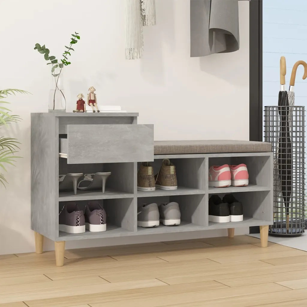 Scarpiera Grigio Cemento 102x36x60 cm in Legno Multistrato cod mxl 37050