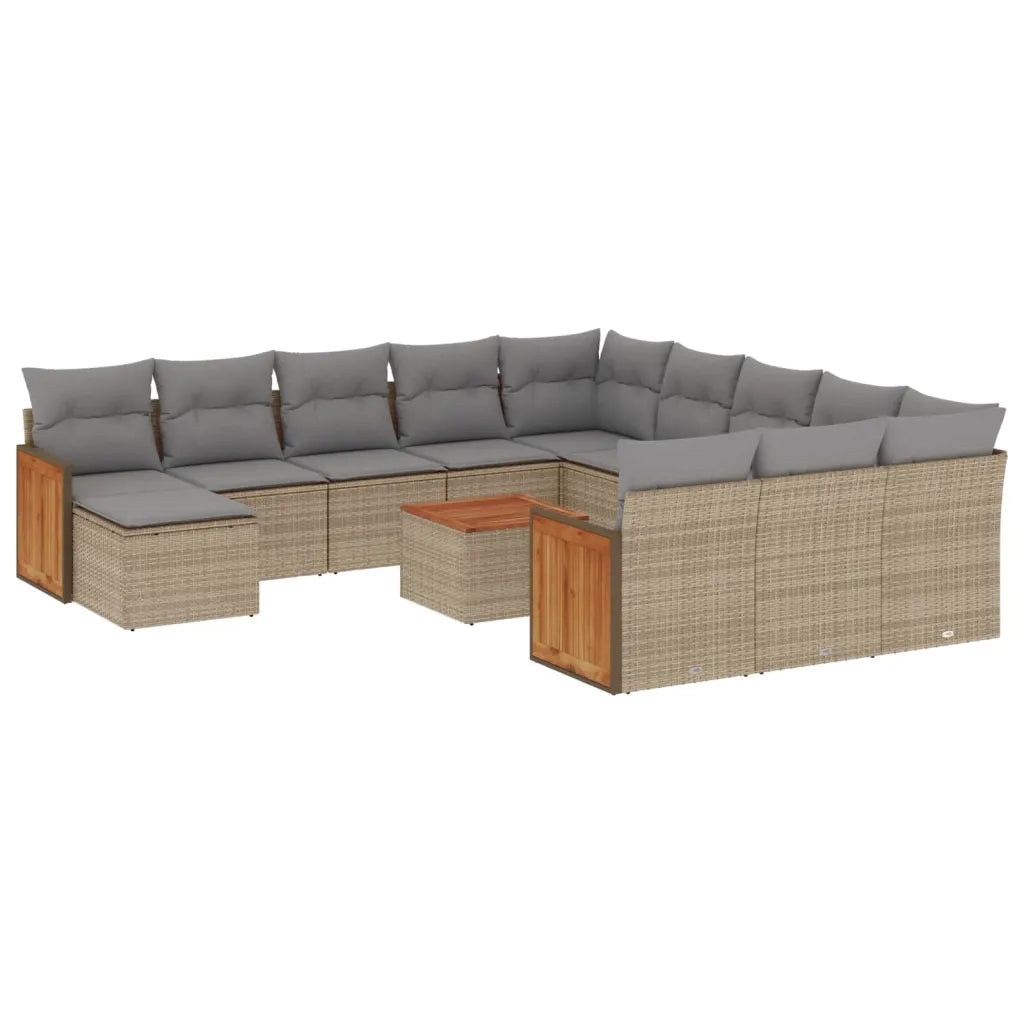 Set Divano da Giardino 13 pz con Cuscini Beige in Polyrattan 3228271