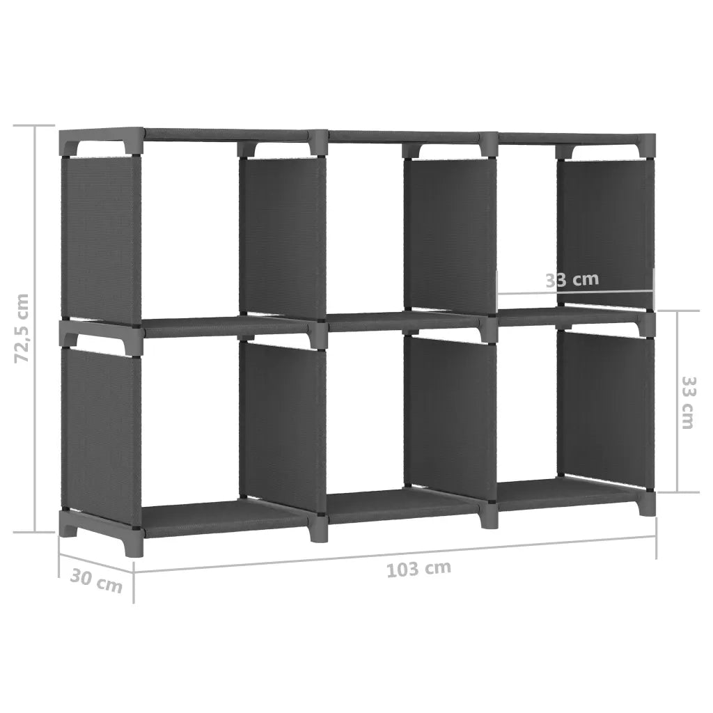 Mensola con 6 Vani a Cubo Grigia 103x30x72,5 cm in Tessuto cod mxl 17906