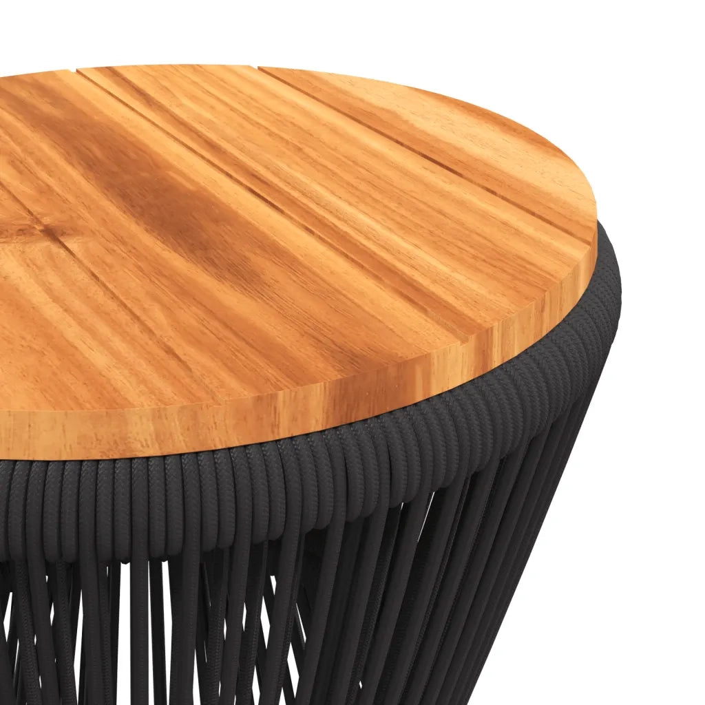 Tavolino Base in Filo Metallico Nero Ã˜ 45x44 cm Massello Acacia