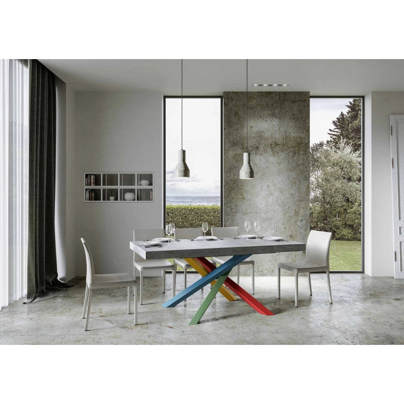 Tavolo allungabile 200/304x90 cm Volantis Premium telaio Multicolore 4/B - Cemento