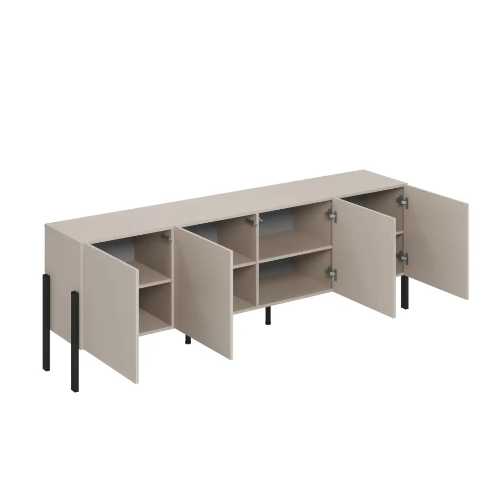 Pack salotto completo collezione SALMA – buffet XL 4 porte, armadio & buffet beige & nero opaco