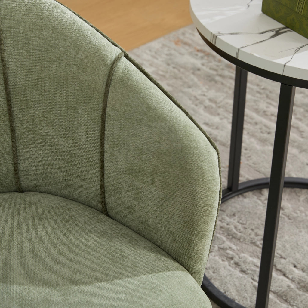 Poltrona girevole in tessuto Chenille, seduta ergonomica con schienale alto, colore oliva