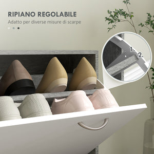 Mobile Guardaroba per Ingresso con Specchio Appendiabiti e Scarpiera Regolabile Grigio