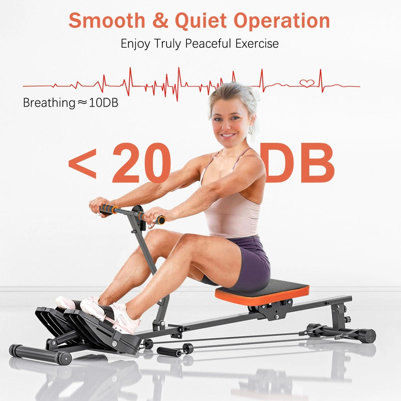 Vogatore Fitness Pieghevole da casa Vogatore a Resistenza Regolabile con indicatore Digitale 150x35x65 cm