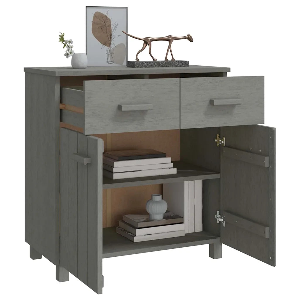 Credenza HAMAR Grigio Chiaro 79x40x80 cm Legno Massello di Pino 340439