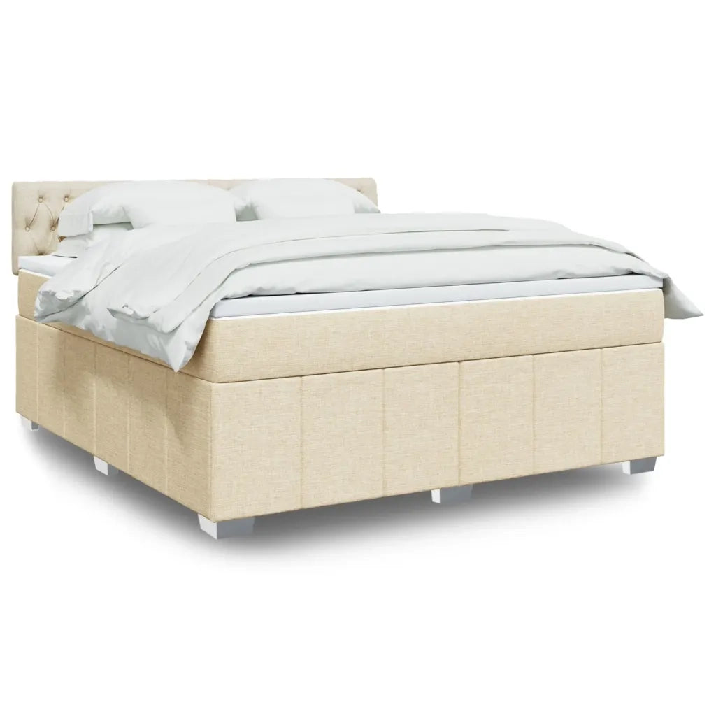 vidaXL Giroletto a Molle con Materasso Crema 180x200 cm in Tessuto