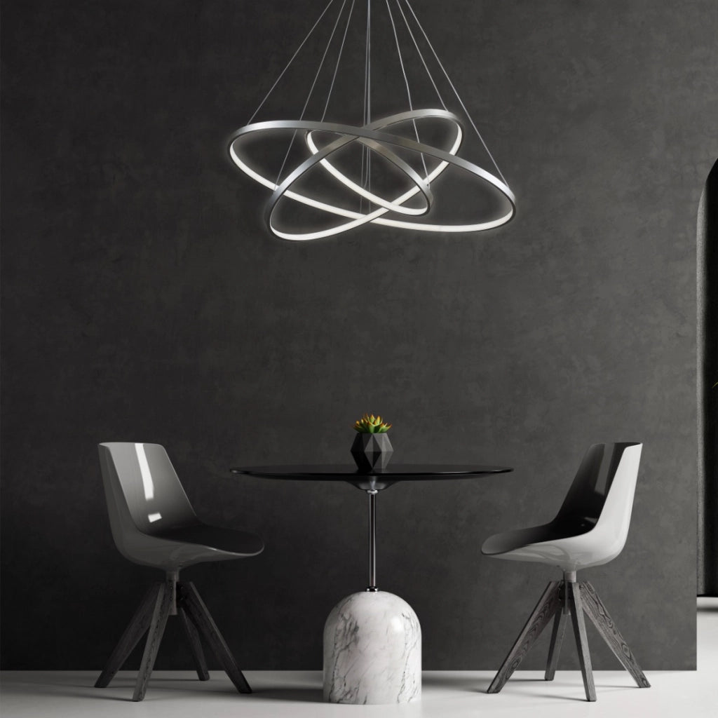 Lampadario LED 60W 4000K 3 anelli nichel Ø80cm Polux