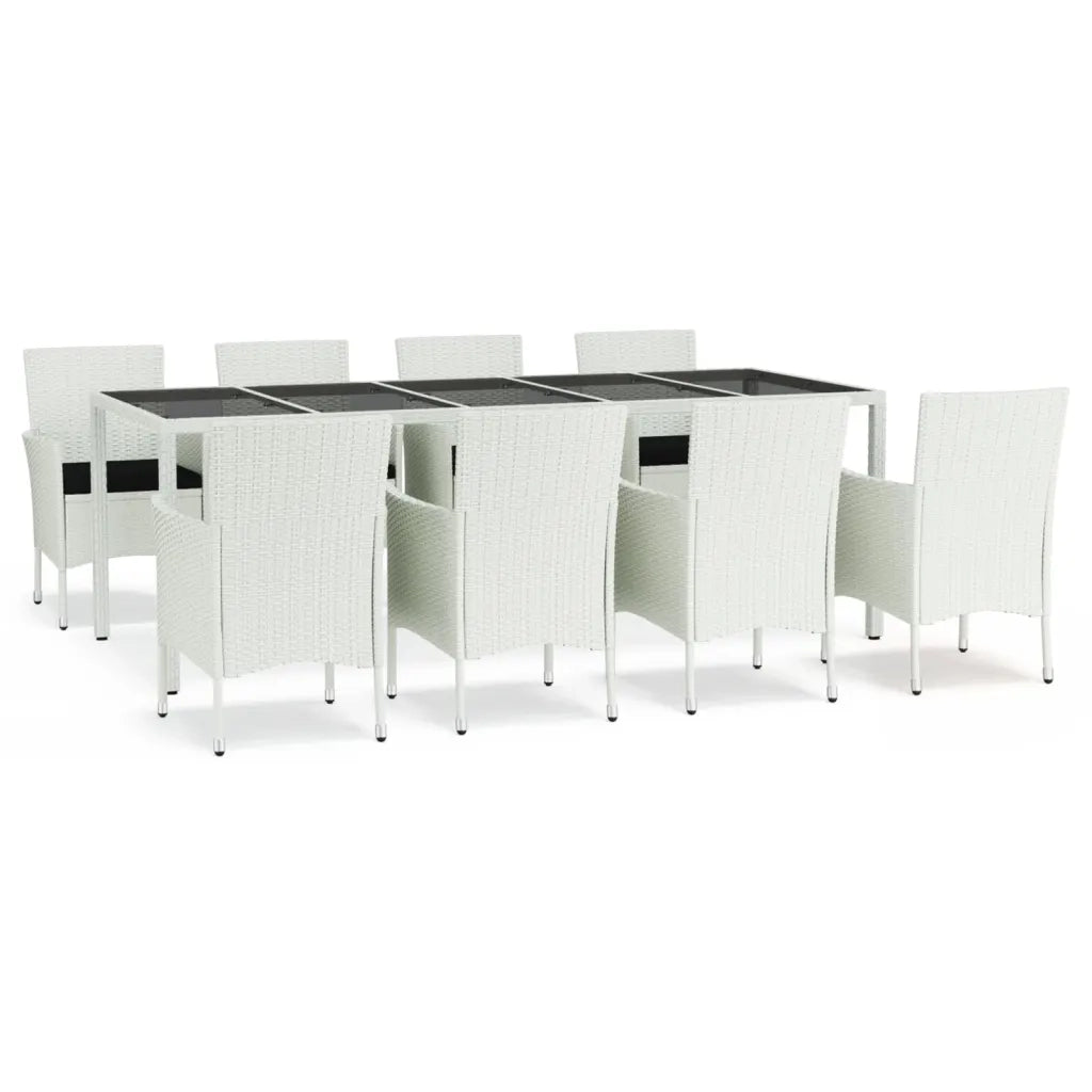 Set da Pranzo da Giardino 9 pz con Cuscini in Polyrattan Bianco 3187346