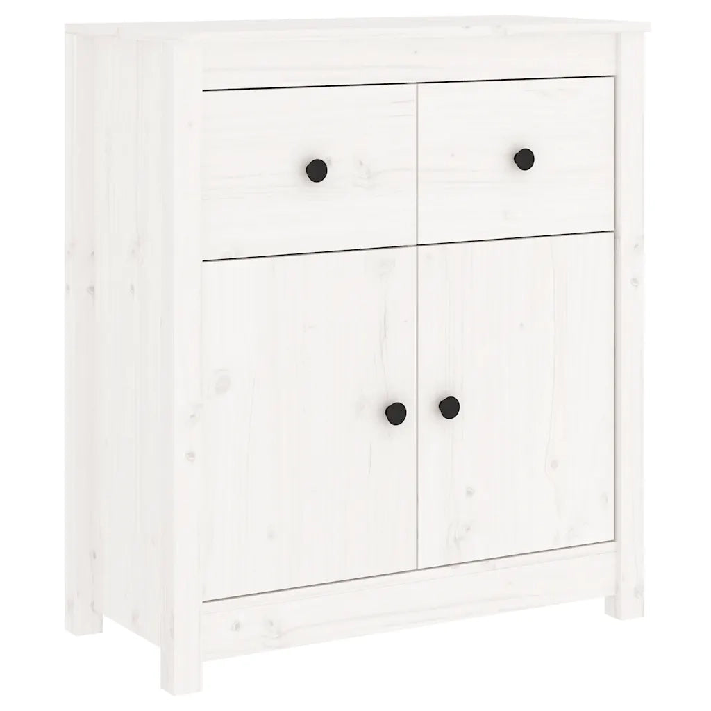 Credenza-Buffet-Armadio da cucina Bianca 70x35x80 cm in Legno Massello di Pino
