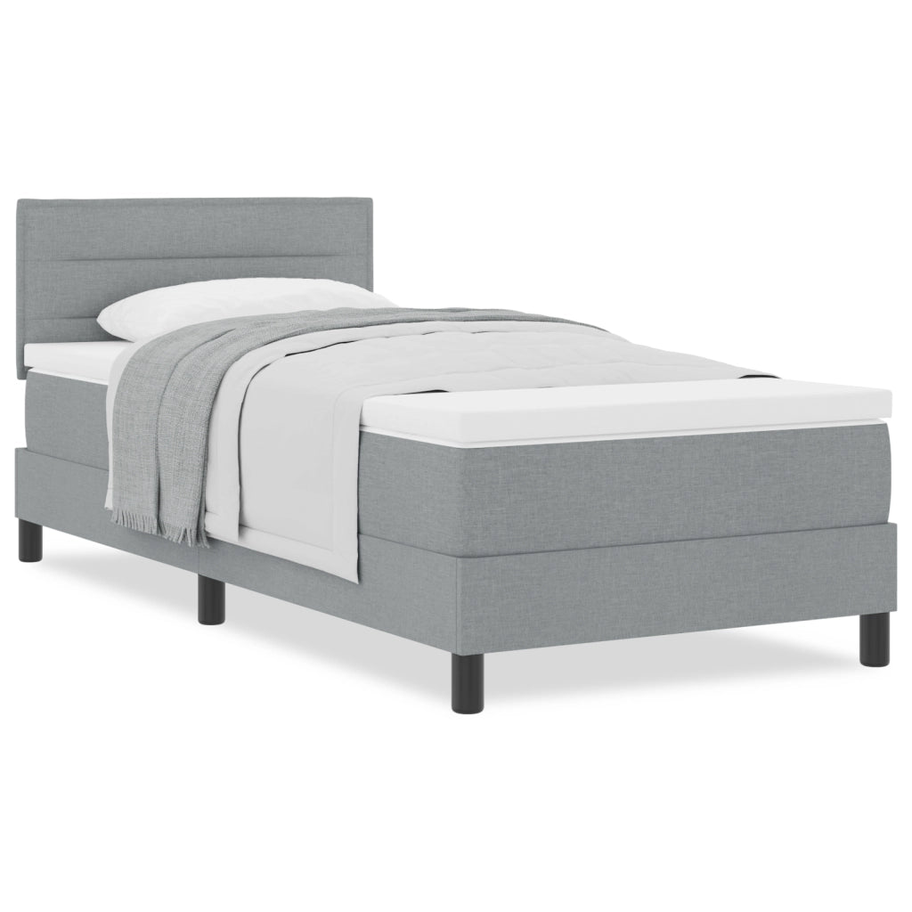 Letto con Doghe e Materasso Grigio Chiaro 90x190 cm Tessuto