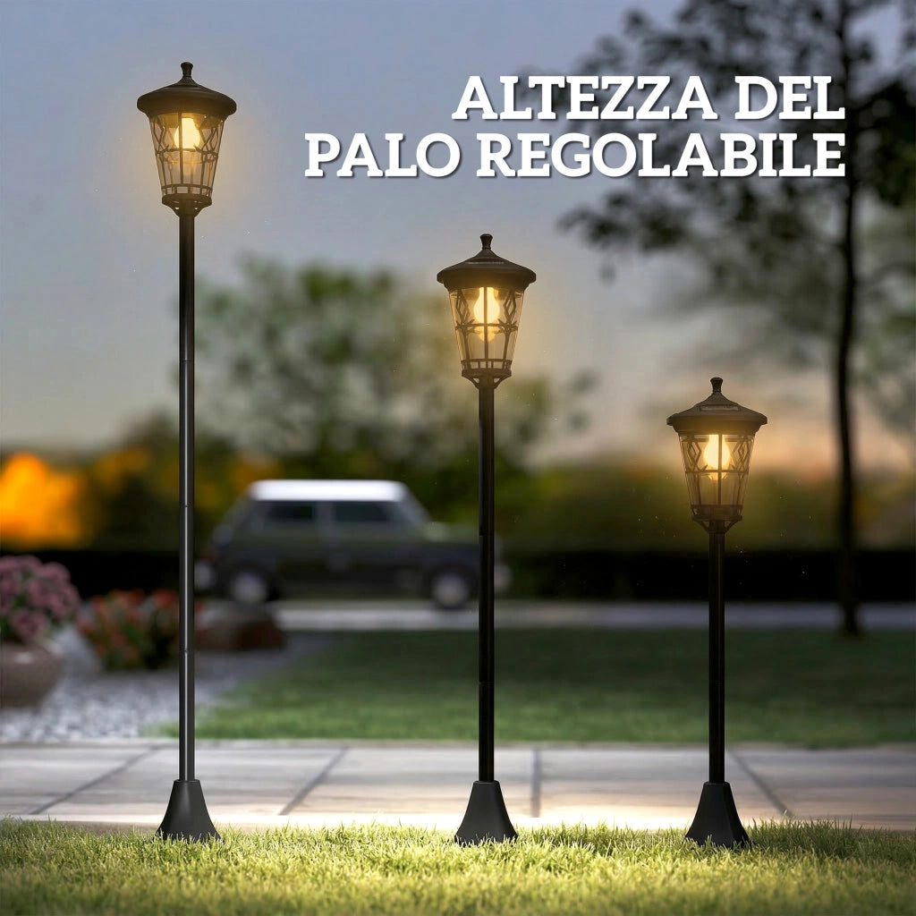 Lampioni Solari da Giardino Set 2 Pezzi ¨C zephmum ¨C Acciaio Inox 186 cm
