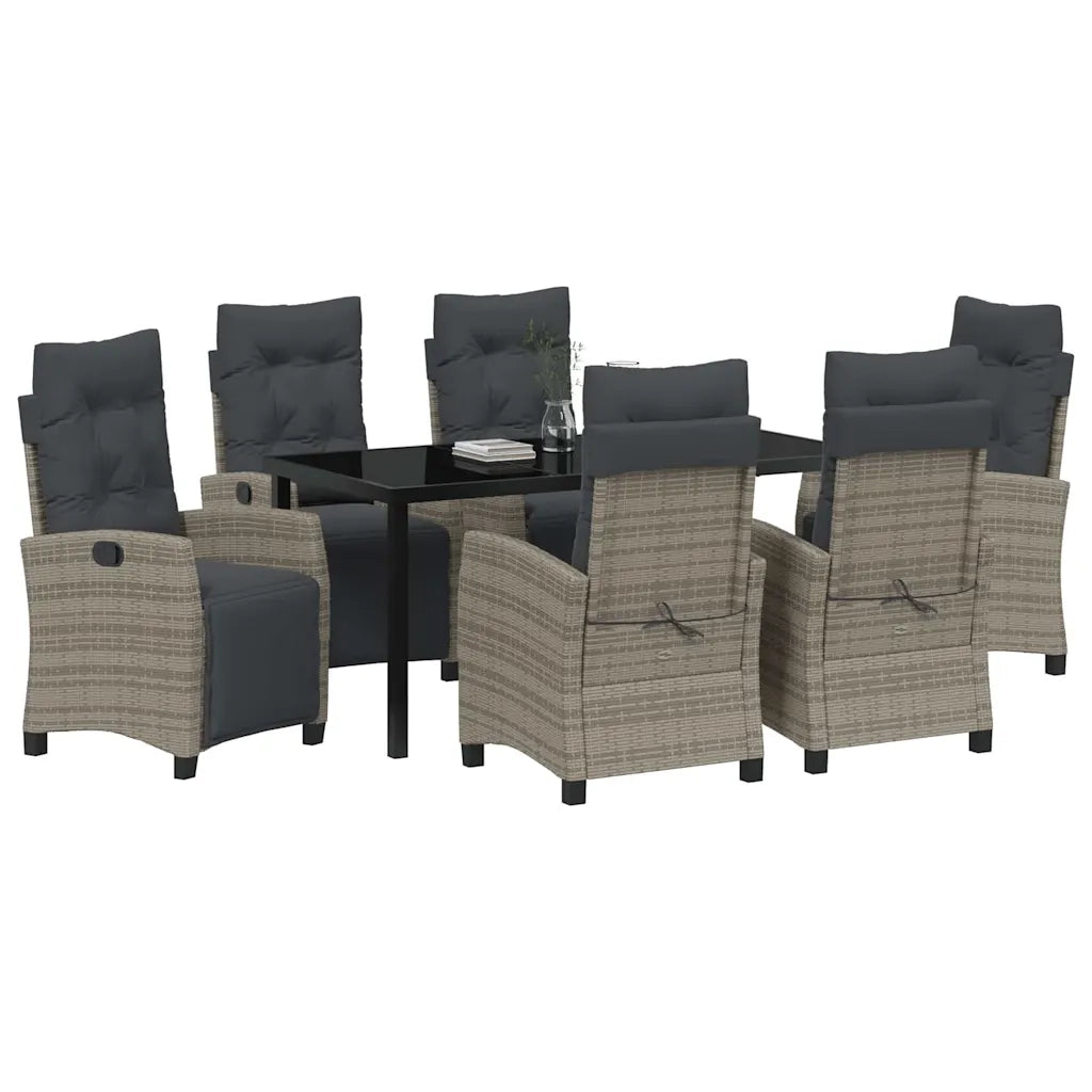 Set da Pranzo per Giardino con cuscino 7 pcs Grigio polyrattan 3380439