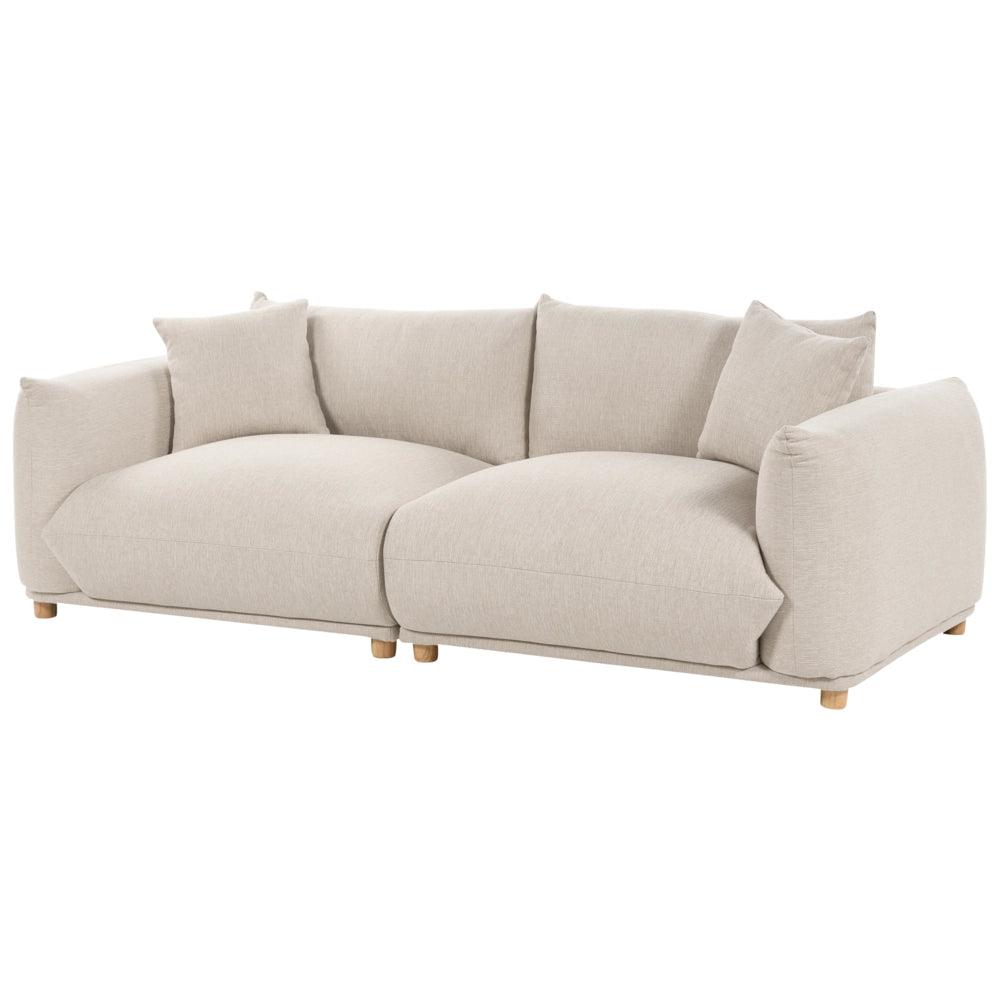 Set di divani in tessuto beige chiaro a 5 posti con cuscini e poltrone Divano da soggiorno