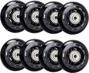 Set di Ruote per Pattini Inline - Ruote per pattini inline - 8 pezzi - 76 mm - Ruote da allenamento per scooter - Nero - cuscinetti a sfera - 8 mm porta cuscinetto