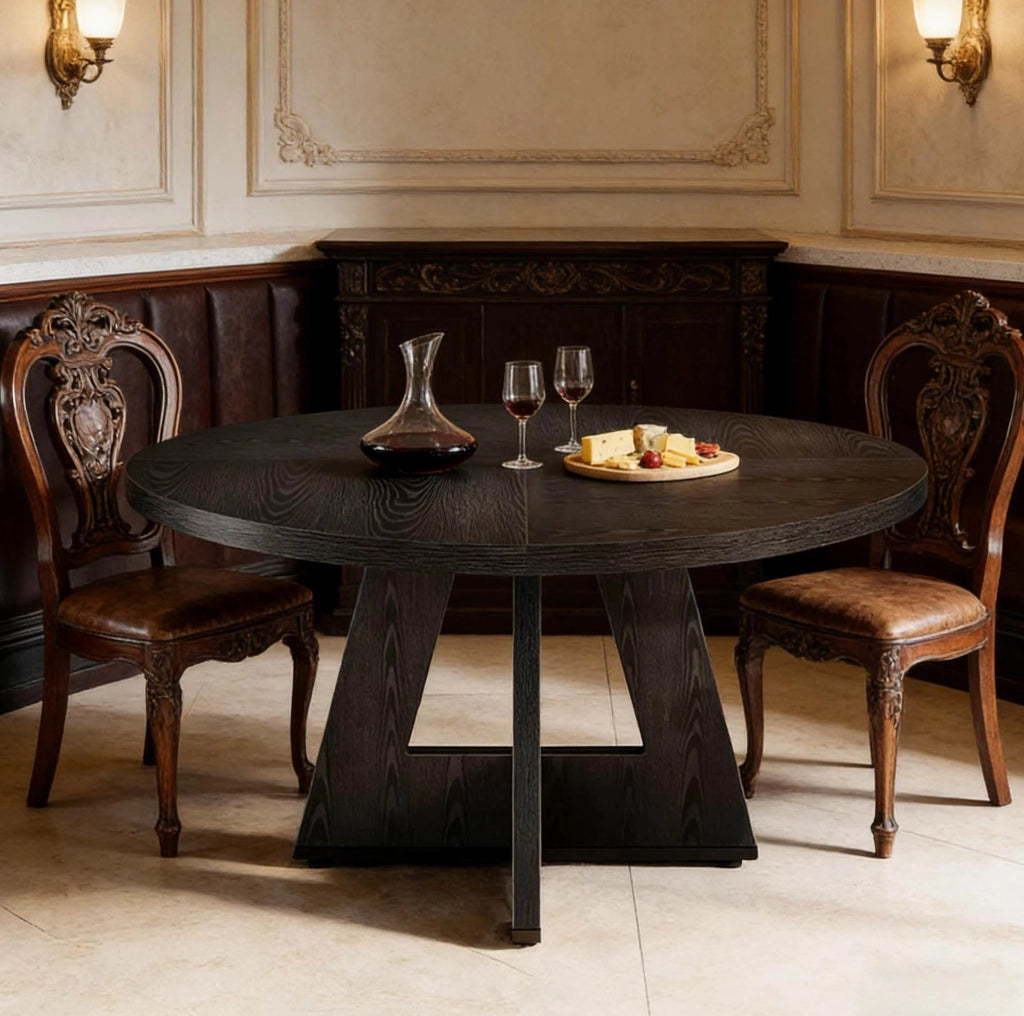 Tavolo da pranzo rotondo ? 120 cm in legno ingegnerizzato; nero