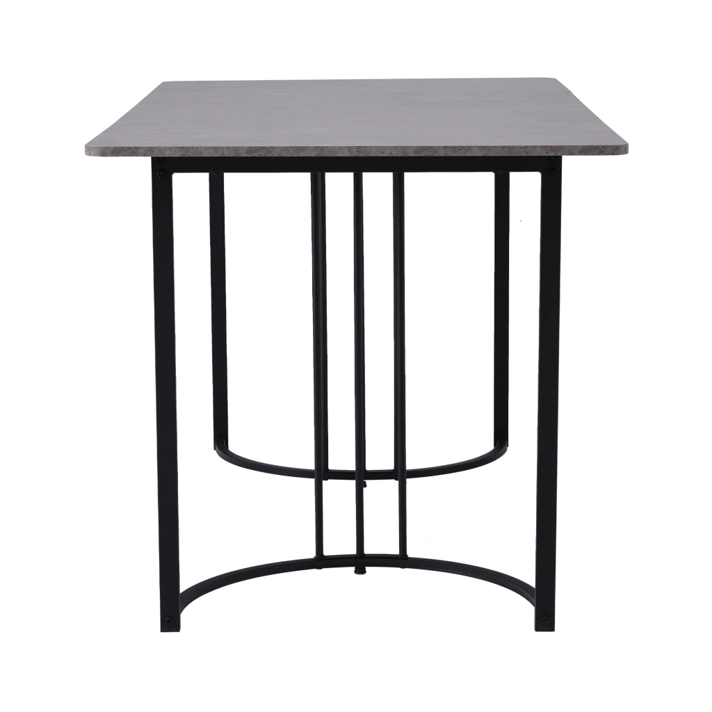 Tavolo da pranzo con piano effetto marmo, gambe in metallo e piedini regolabili per cucina e soggiorno 140 × 80 cm
