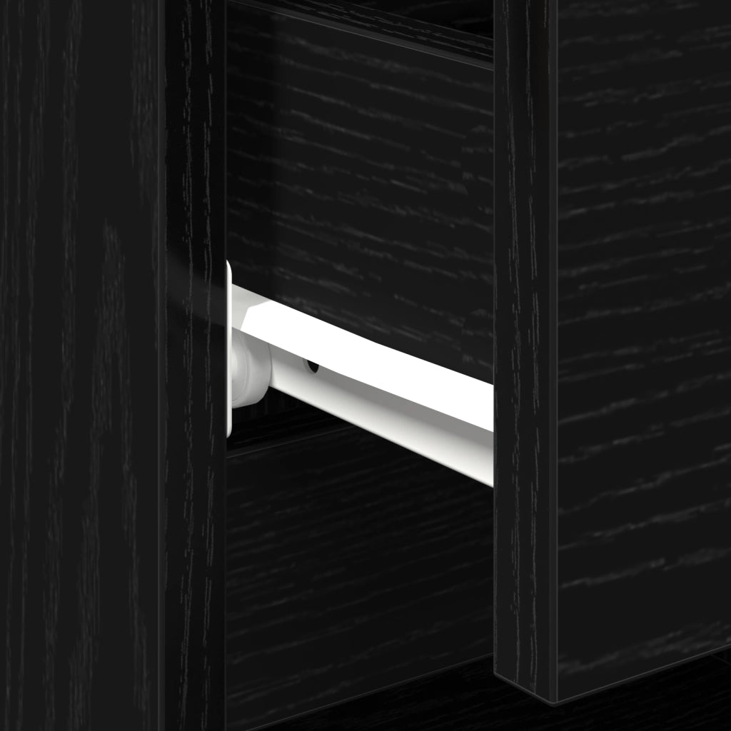 Comodino  Nero Rovere 40x35x50 cm in Legno Ingegnerizzato