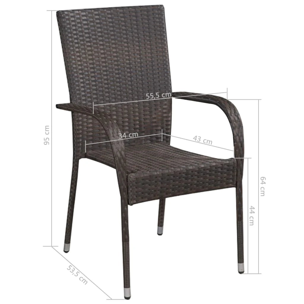 Set da pranzo da giardino per esterni da 5 pezzi mobili in vimini e resina marrone 02_0013911