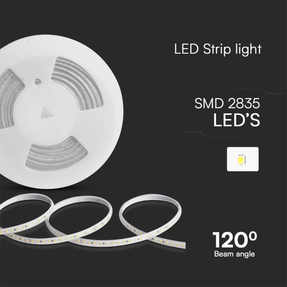 Striscia LED SMD 2835 220V 11W/m IP65, Bobina 10m con Spina Schuko (Bianco Freddo 6500K)