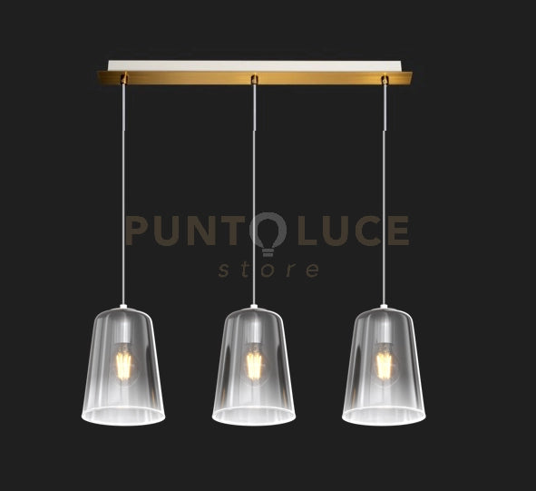 SOSPENSIONE OTTONE SAT. RETTANGOLARE 3 LUCI CROMO 1164OS-S3 R-CR