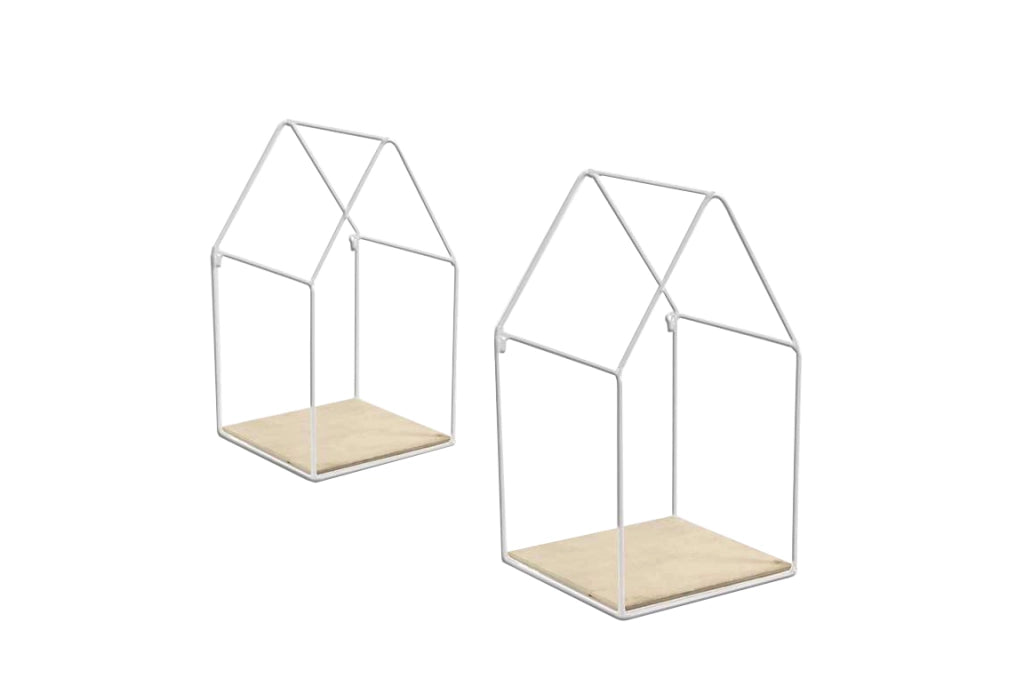 SET 2 BACHECHE STILE INDUSTRIAL 20-15CM CON DESIGN A CASETTA STRUTTURABIANCA