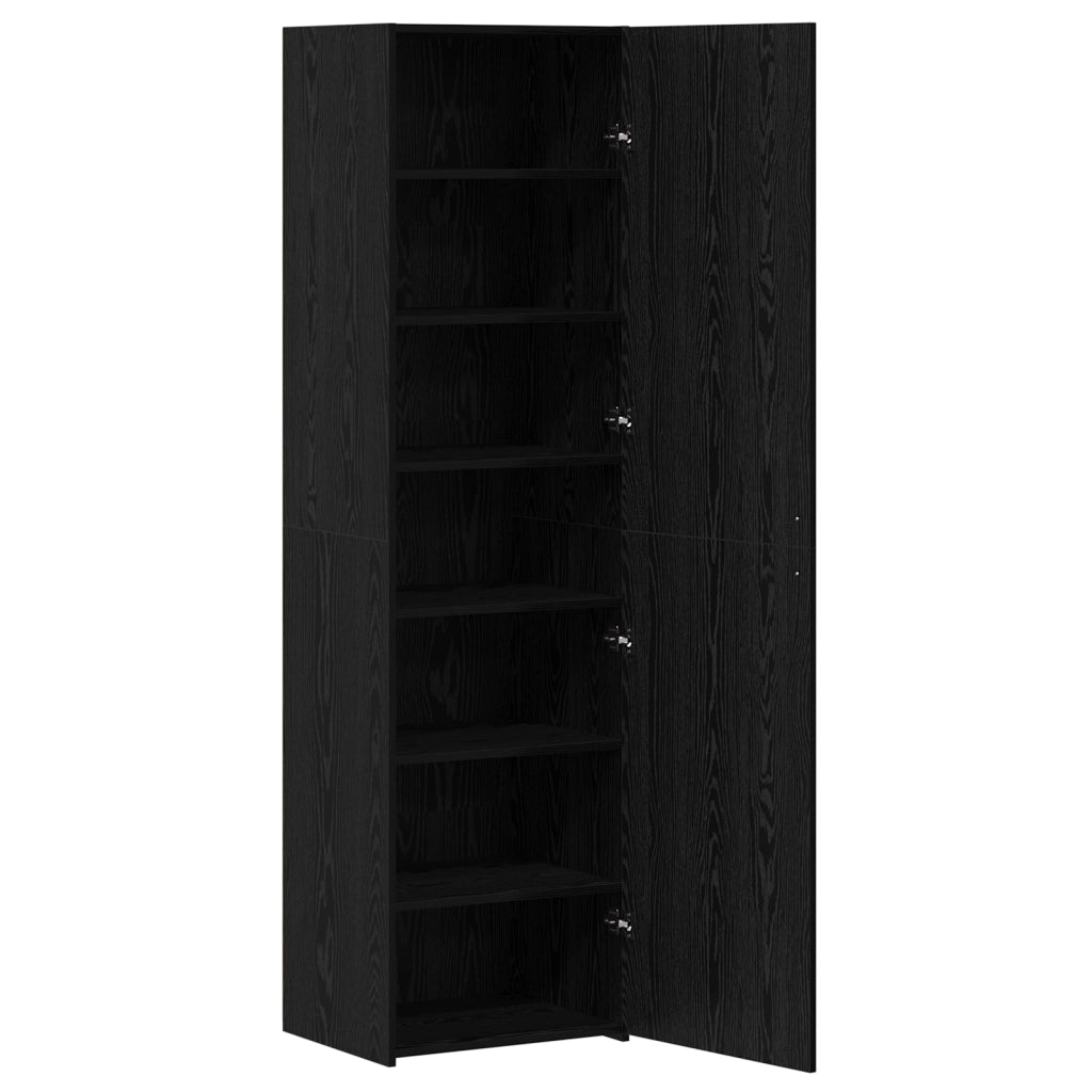 Highboard Rovere Nero 50x42.5x185 cm Legno Ingegnerizzato