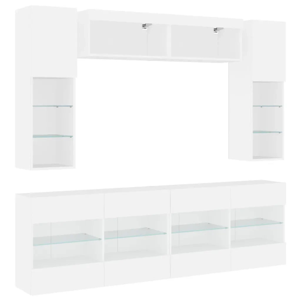 Set Mobili TV a Muro 6 pz con Luci LED Bianco 3216797