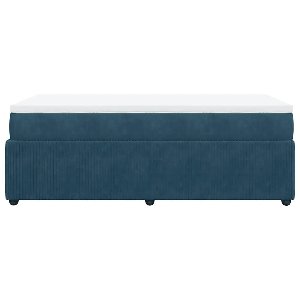 vidaXL Giroletto a Molle con Materasso Blu Scuro 90x200 cm in Velluto
