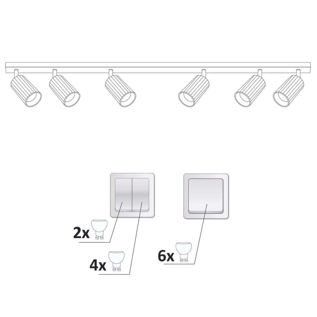 Plafoniera/Applique 6 luci GU10 nero oro NICEA Polux