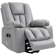 Poltrona Alzapersona Elettrica Massaggiante a 8 Punti 1 Motore 94x96x106 cm in Microfibra Grigio