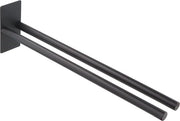 Sostegno asciugamani, senza foratura, a due braccia, in acciaio inossidabile, rettangolare, doppio 40 cm, sostegno asciugamani, fissaggio alla parete, adesivo, ferro da stiro adesivo per bagno, cucina (nero)