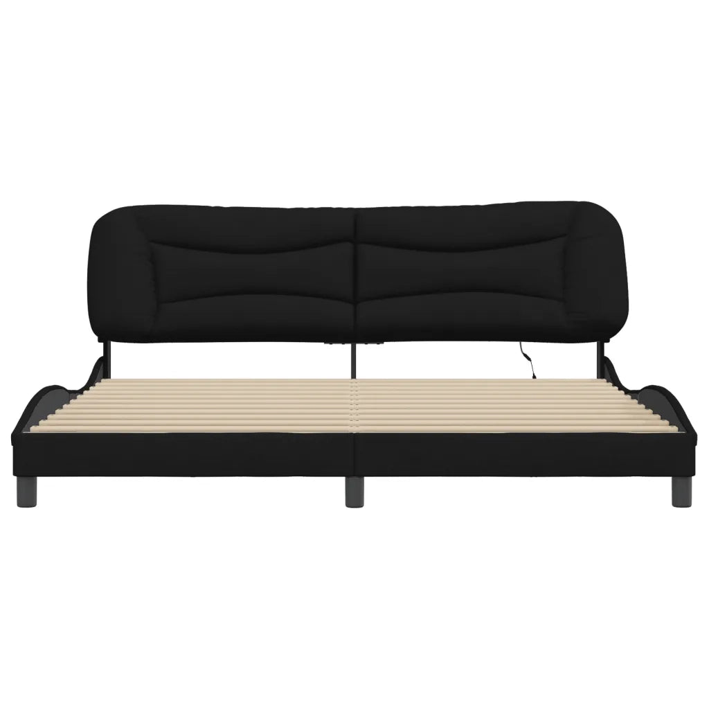 Giroletto con LED senza Materasso-Struttura Letto Hvar Nero 200x200 cm in Tessuto
