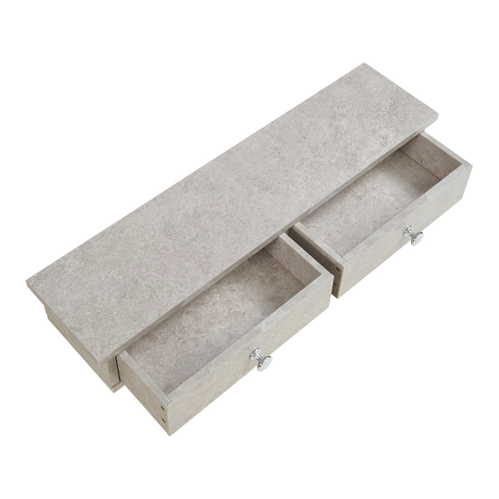 Mensola da Parete Geeste Comodino Sospeso con 2 Cassetti 60 x 15 x 10 cm - Effetto Cemento Chiaro [en.casa]