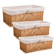 Set di 3 cestini in vimini foderati marroni