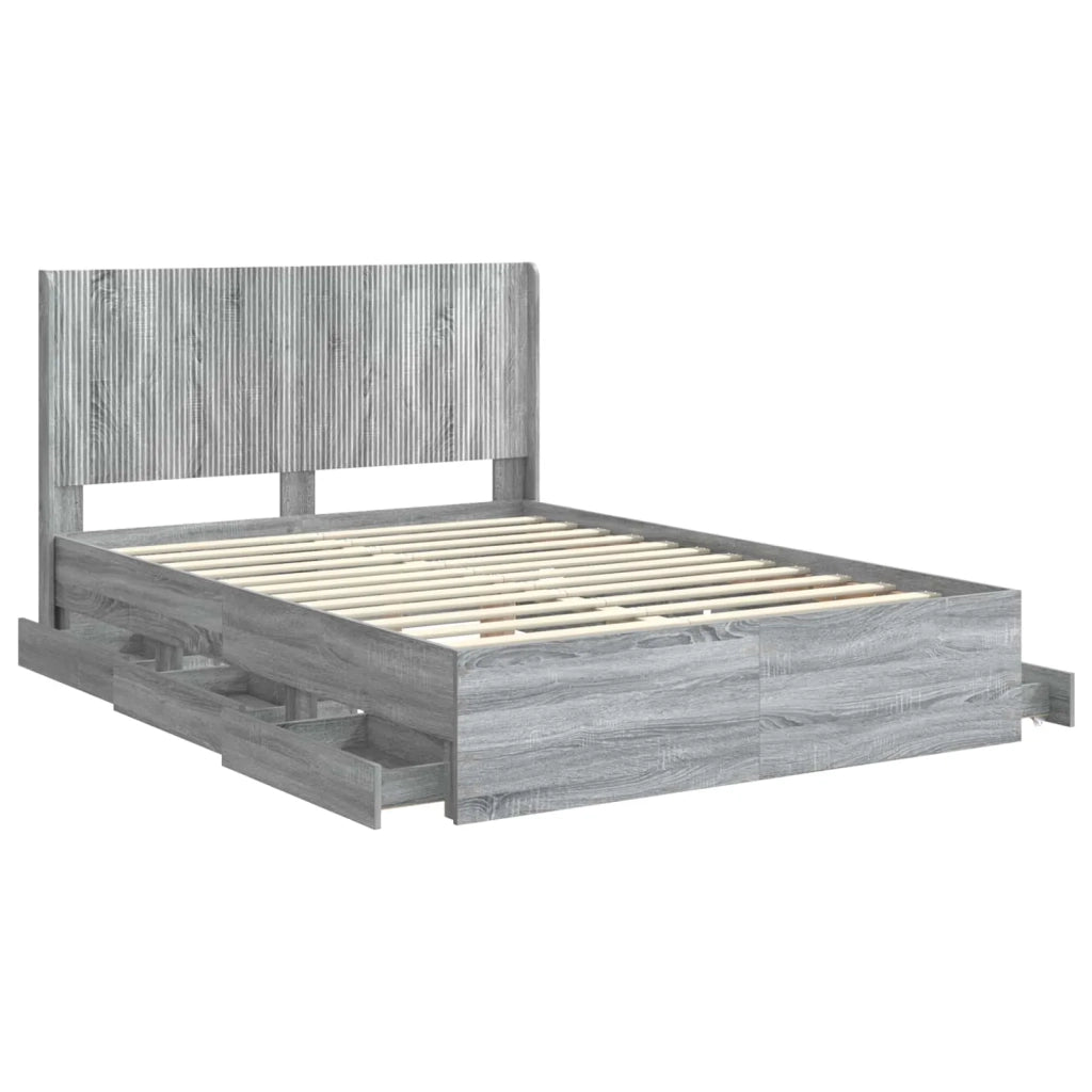 Struttura del letto con stoccaggio e testata Grigio Sonoma 3413970