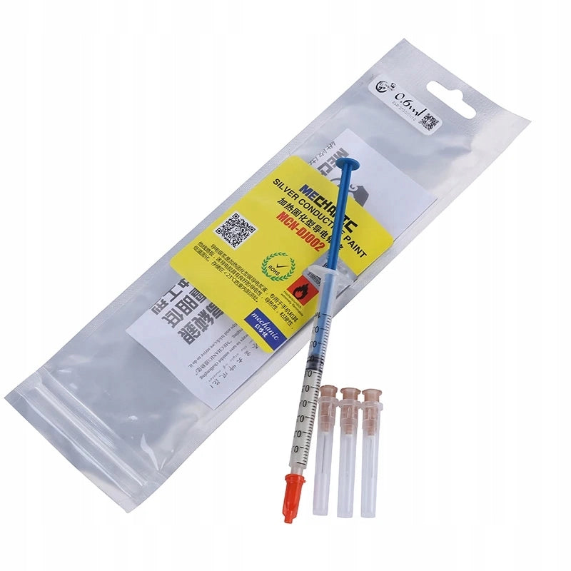 Pasta Conduttiva Elettrica Mechanic MCN-DJ002 – 100% Conduttività | 0,2 ml, 3 Aghi | Riparazione PCB, LED, iPhone