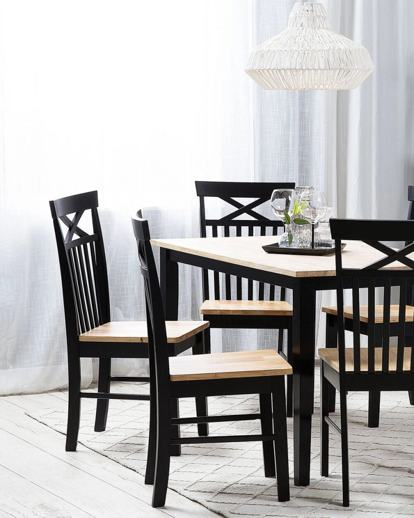 Set di 2 sedie da pranzo nere con legno chiaro in stile tradizionale