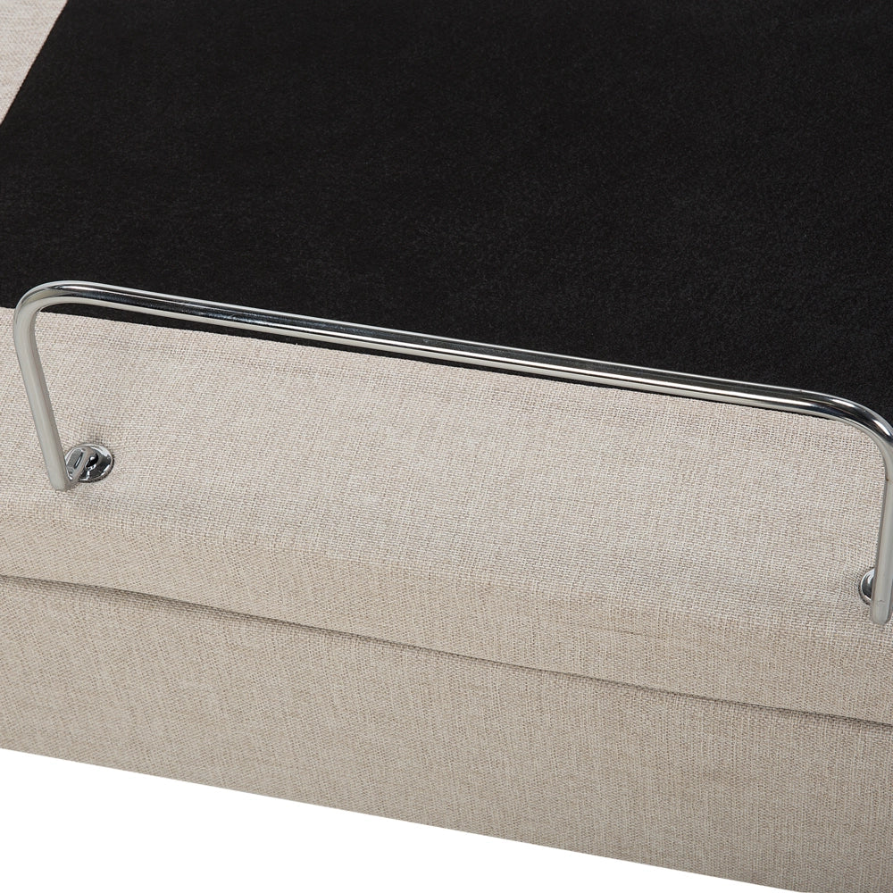 Letto Tessuto Beige Chiaro Elettrico Regolabile con Telecomando 90 x 200 cm