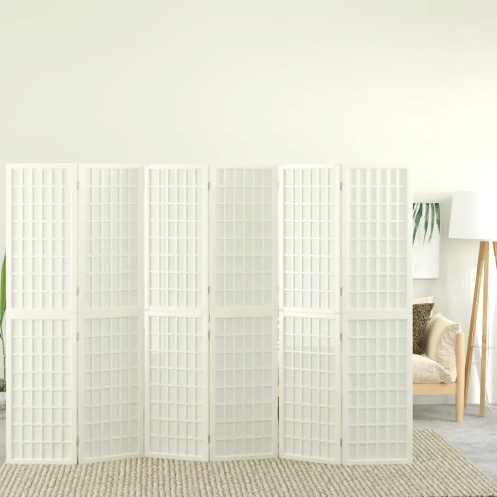 Divisorio Ambienti | Divider per stanze | Paravento Pieghevole 6 Pannelli Stile Giapponese 240x170 Bianco
