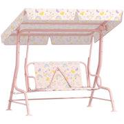 DONDOLO PER BAMBINI DA ESTERNO A 2 POSTI CON TETTUCCIO REGOLABILE E CINTURE DI SICUREZZA 112X75X120 CM ROSA