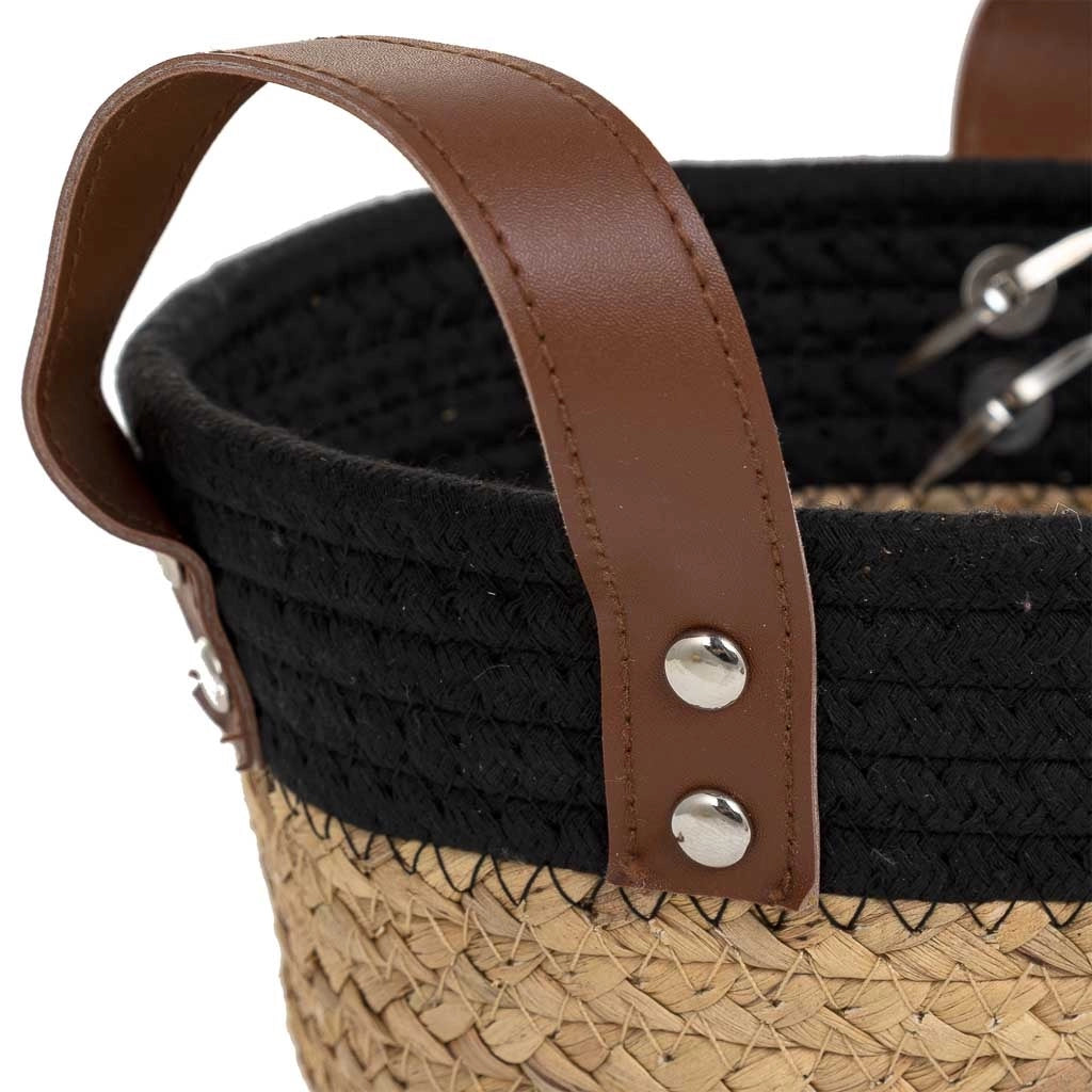 Cesto in fibra naturale e cotone nero D20x12/18