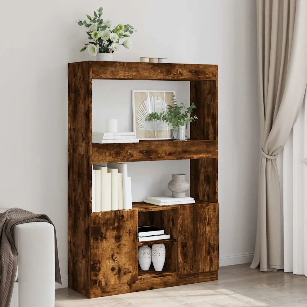 Credenza | Madia | Buffet da pranzo | Armadio da pranzo Rovere Fumo 92x33x140 cm in Legno Multistrato