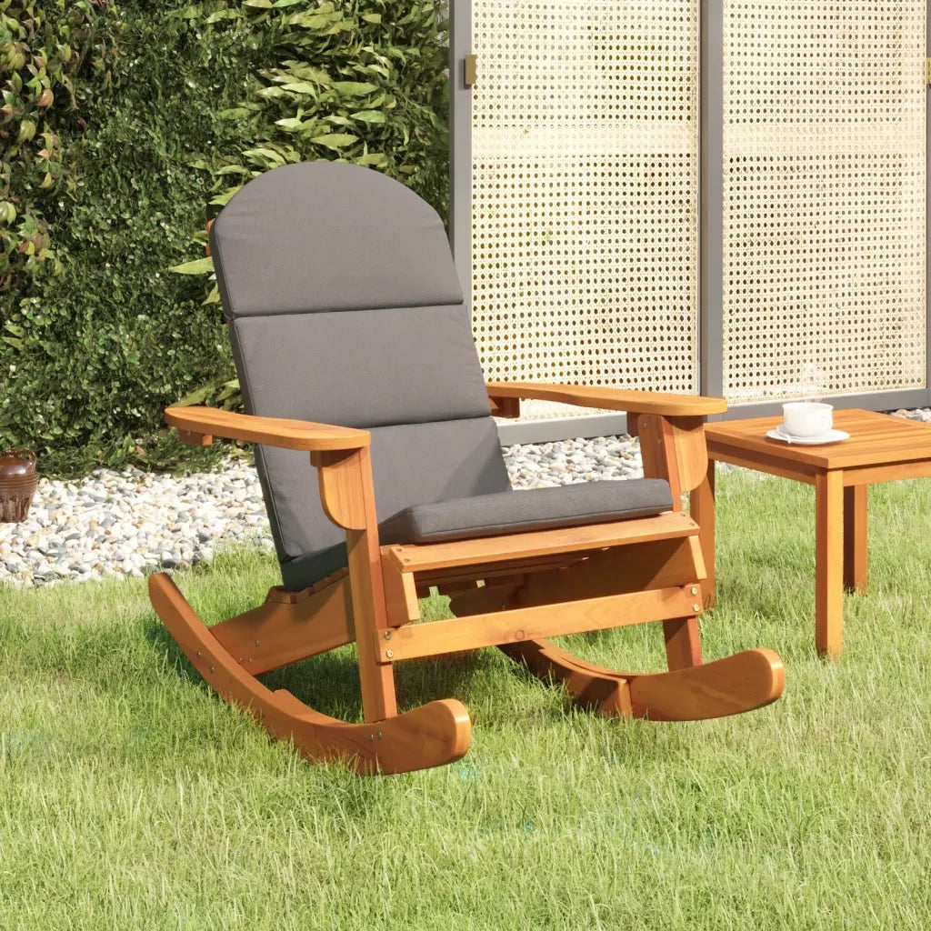 Sedia a Dondolo | Sedia da Giardino | Sedie da Esterno Adirondack con Cuscini Legno Massello di Acacia