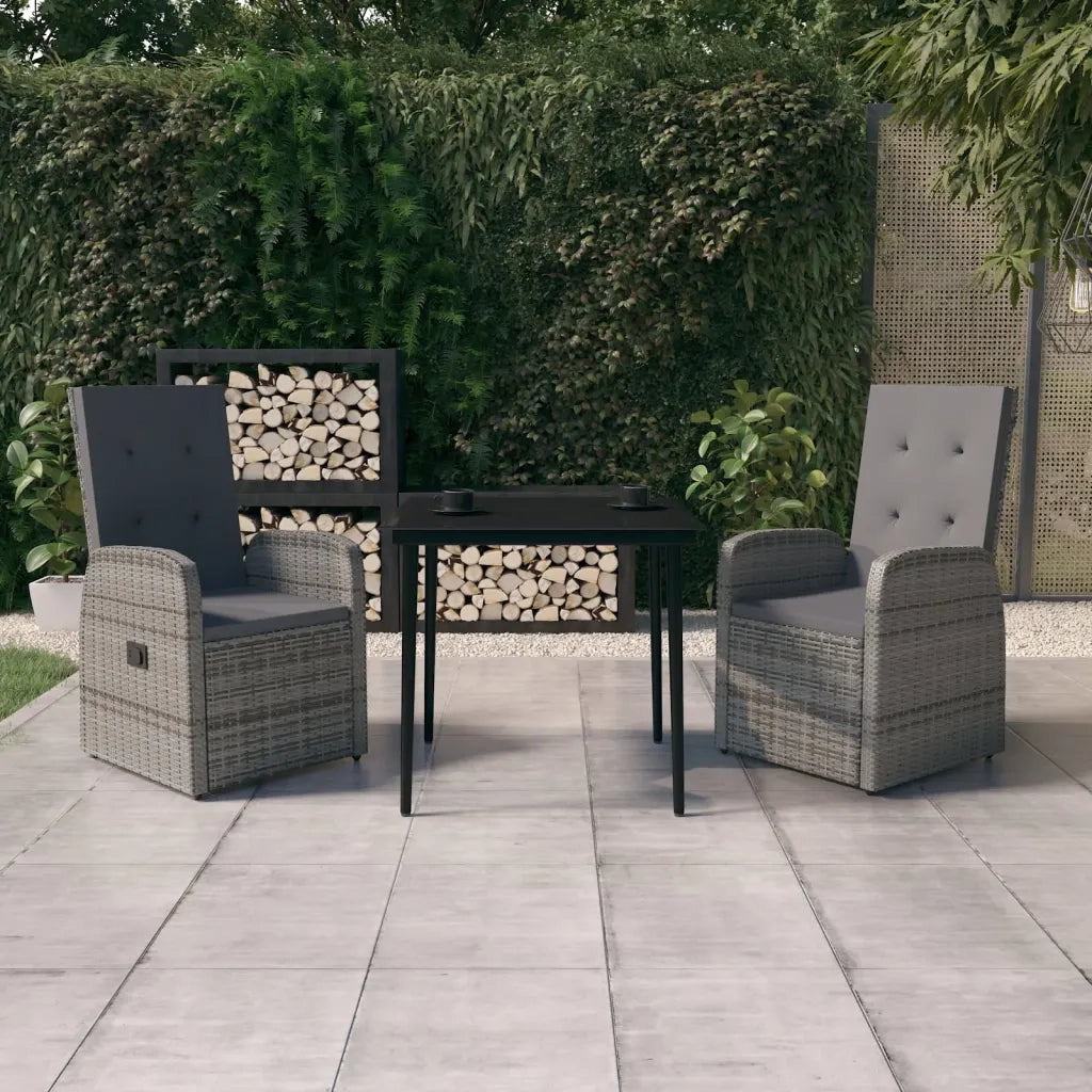 Set Mobili da Pranzo da Giardino con Cuscini 3 pz Grigio cod mxl 40999